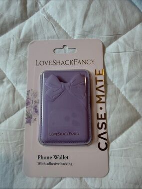 LoveShackFancy Lavender Adhesive Phone Wallet with Bow Accent